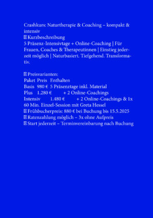 Crashkurs: Naturtherapie & Coaching – kompakt & intensiv