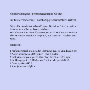 Naturpsychologische Prozessbegleitung (6 Wochen)