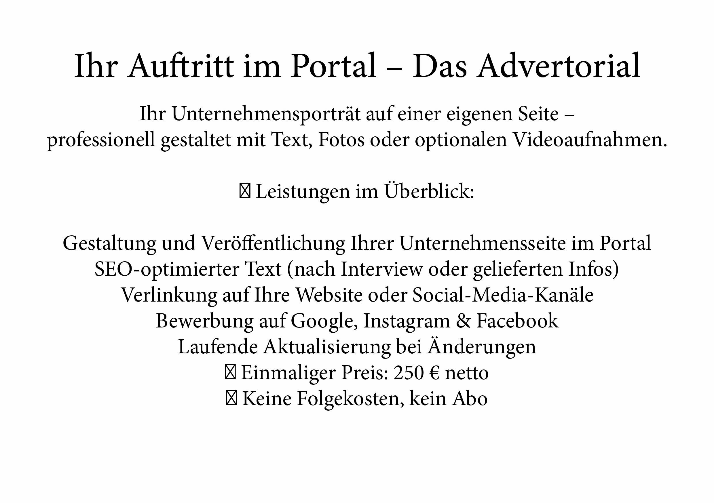 Advertorial Online im Baden-Baden Portal